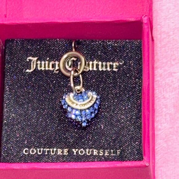 Juicy Couture Collector Heart Charm Blue Rhinestone New in Box - Picture 1 of 5